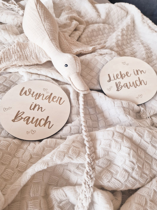Liebe im Bauch, Wunder im Bauch Holzschild