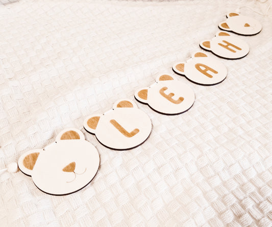 Holzgirlande Kinderzimmer Bär Name Deko