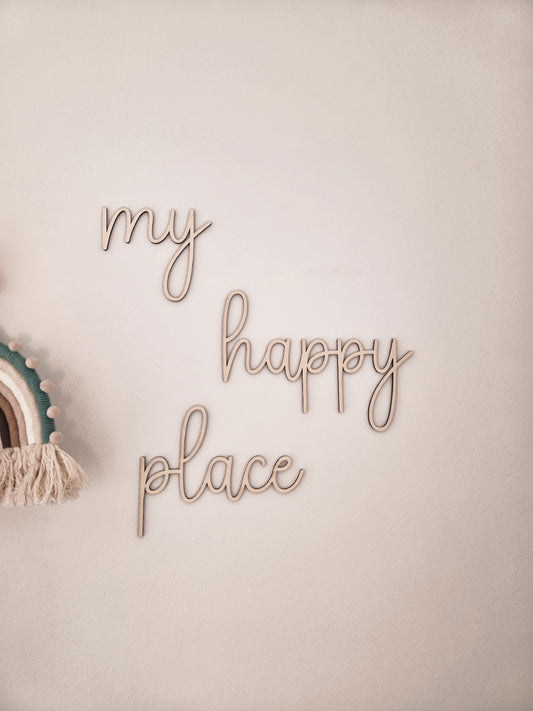 Wanddekoration Schriftzug "my happy place"