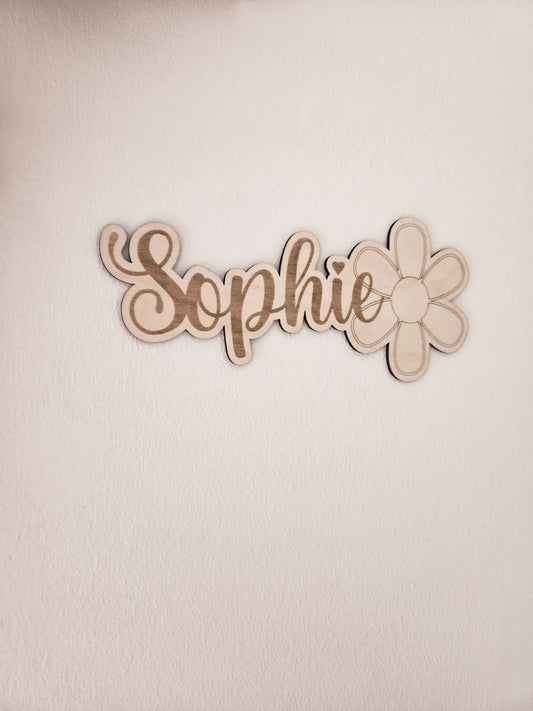 Namensschild mit Blume