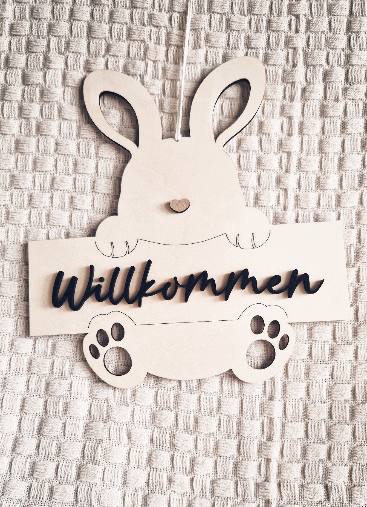 Willkommensschild Holz Hase - Osterndekoration