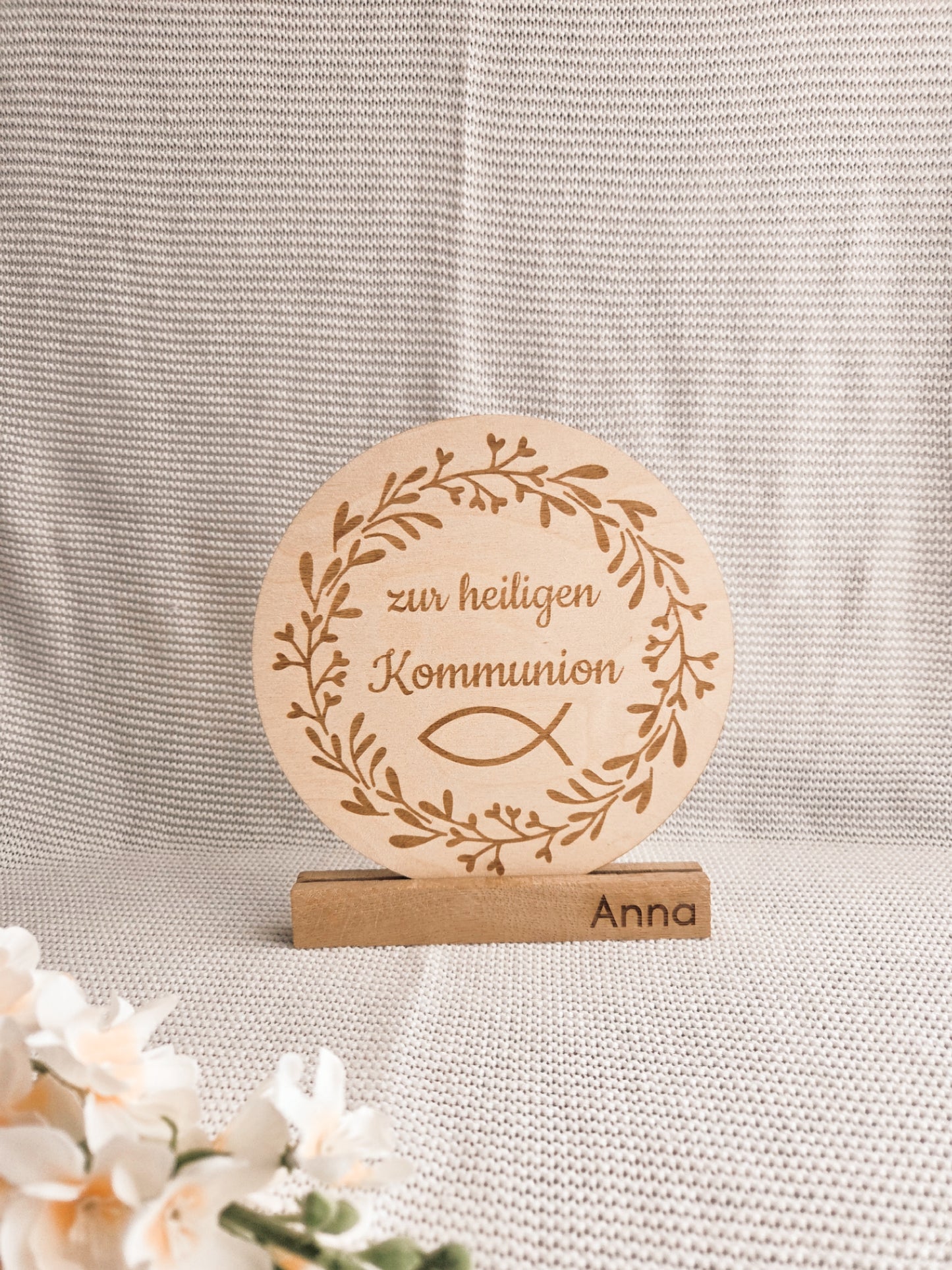 Holzschild Kommunion mit Steher