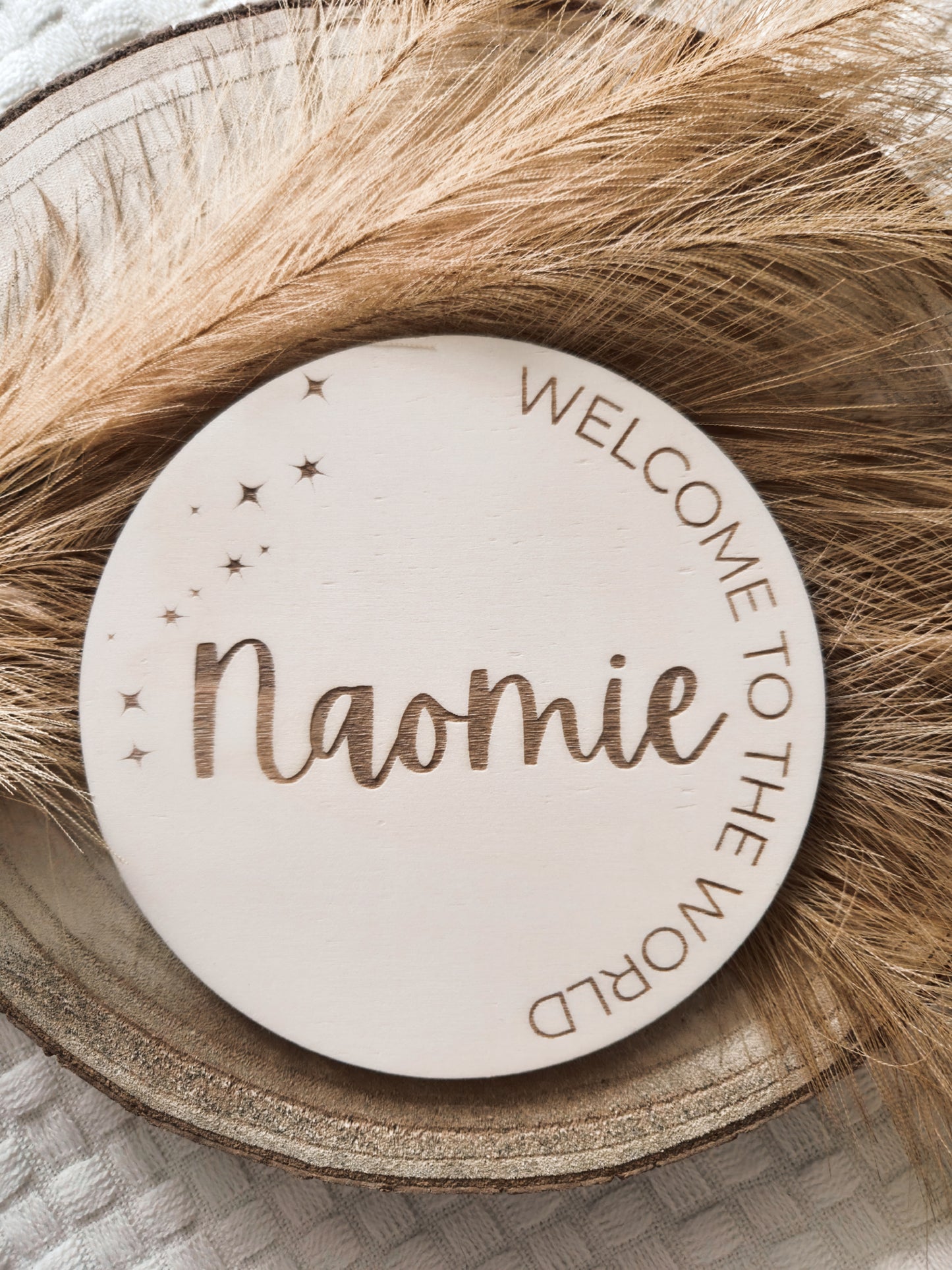 Welcome to the World Holzschild mit Gravur