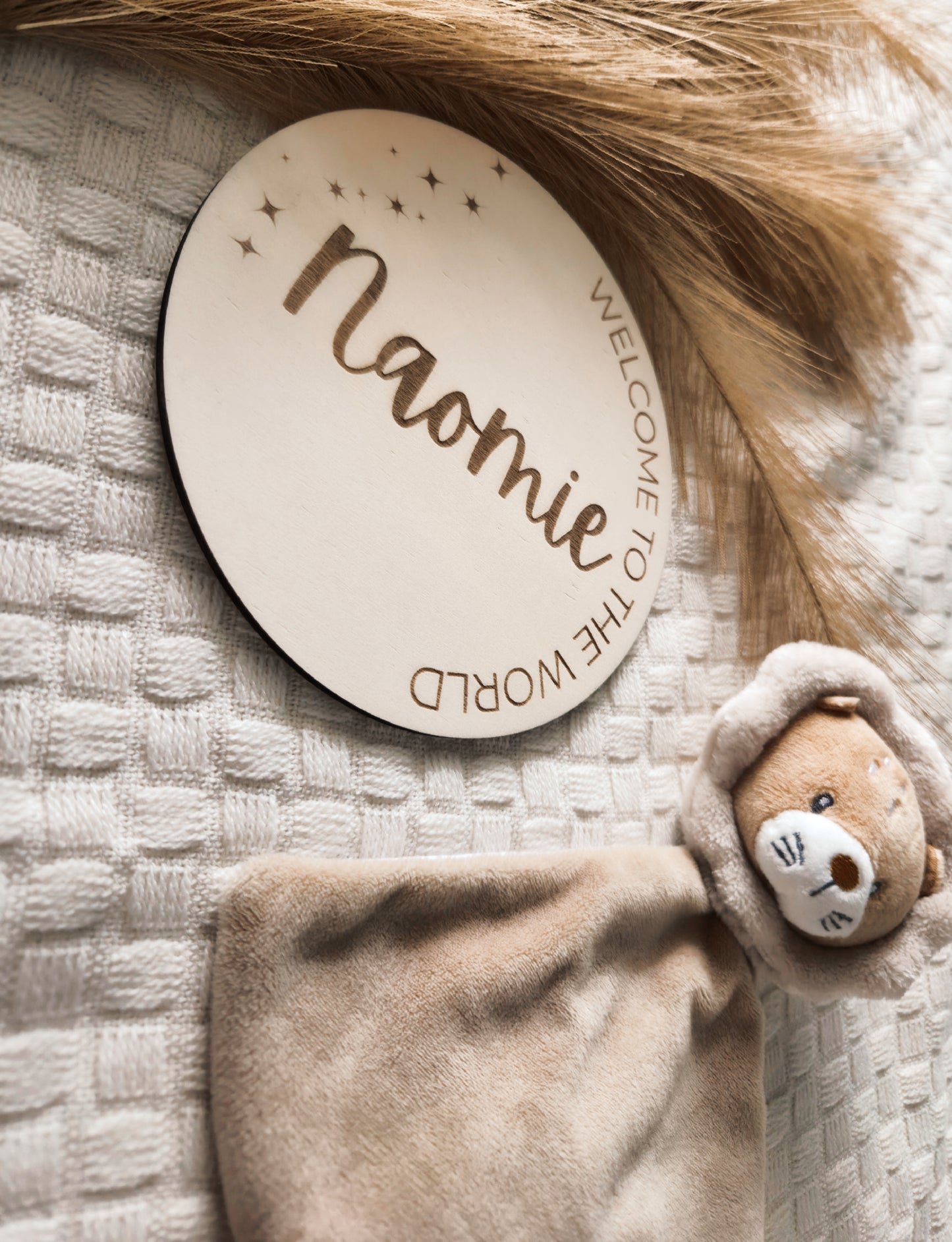 Welcome to the World Holzschild mit Gravur