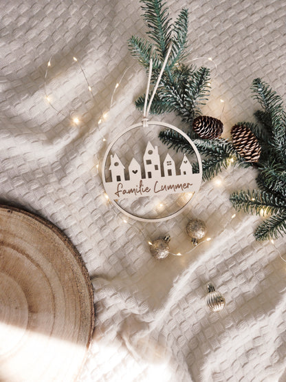 Weihnachtsschild aus Holz personalisiert mit Familienname