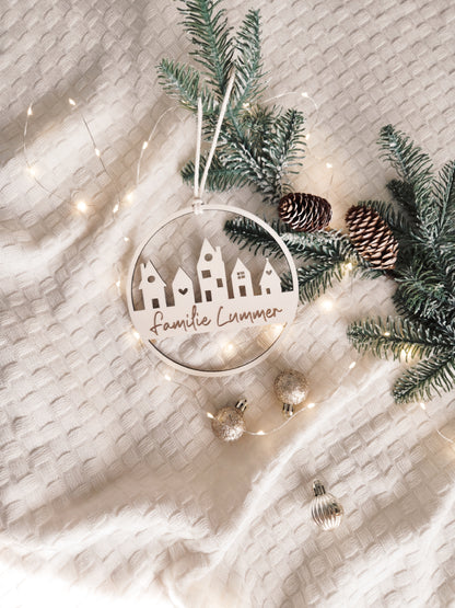 Weihnachtsschild aus Holz personalisiert mit Familienname