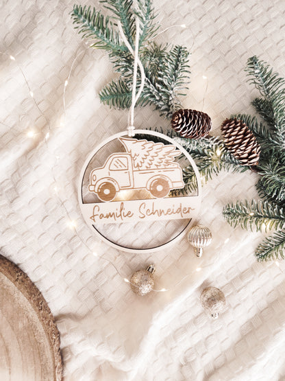 Weihnachtsschild aus Holz personalisiert mit Familienname