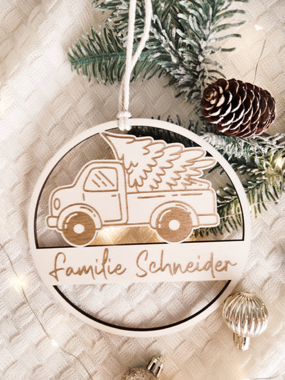 Weihnachtsschild aus Holz personalisiert mit Familienname