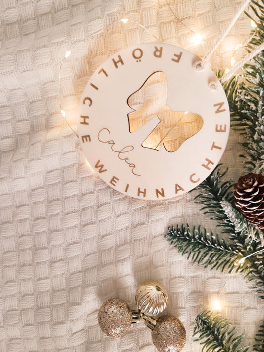Weihnachtsschild aus Holz personalisiert Namen
