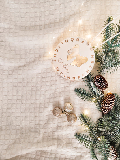 Weihnachtsschild aus Holz personalisiert Namen
