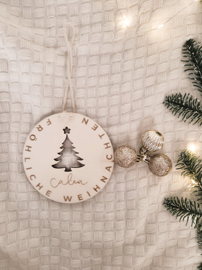 Weihnachtsschild aus Holz personalisiert Namen