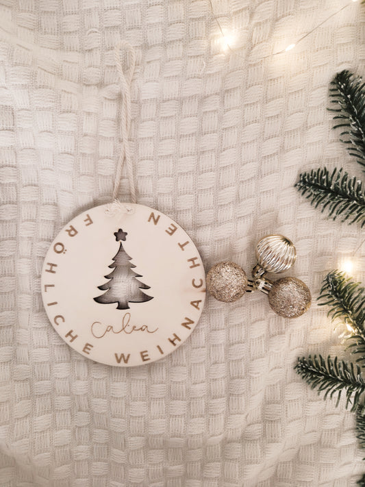 Weihnachtsschild aus Holz personalisiert Namen