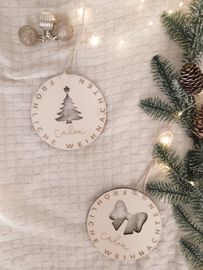 Weihnachtsschild aus Holz personalisiert Namen