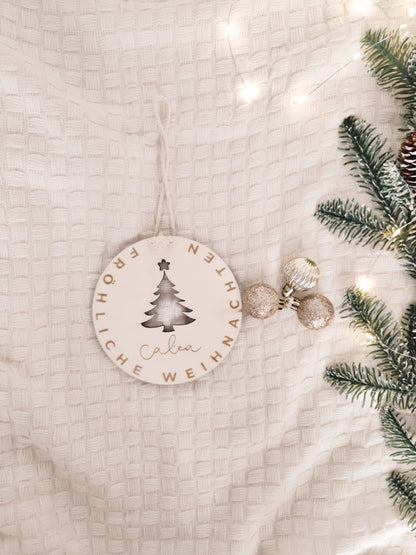 Weihnachtsschild aus Holz personalisiert Namen