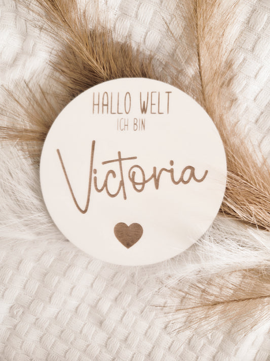 Hallo Welt Holzschild mit Personalisierung