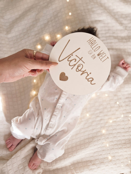 Hallo Welt Holzschild mit Personalisierung