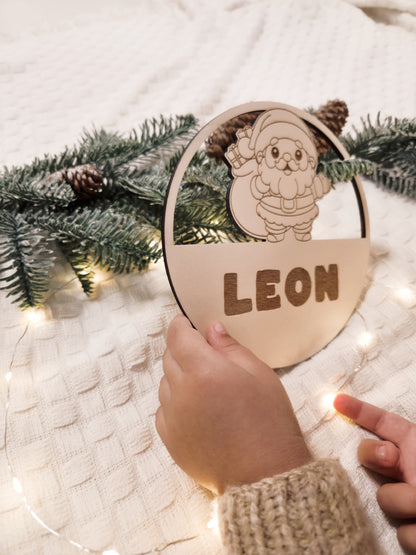 Weihnachtsschild aus Holz personalisiert Namen