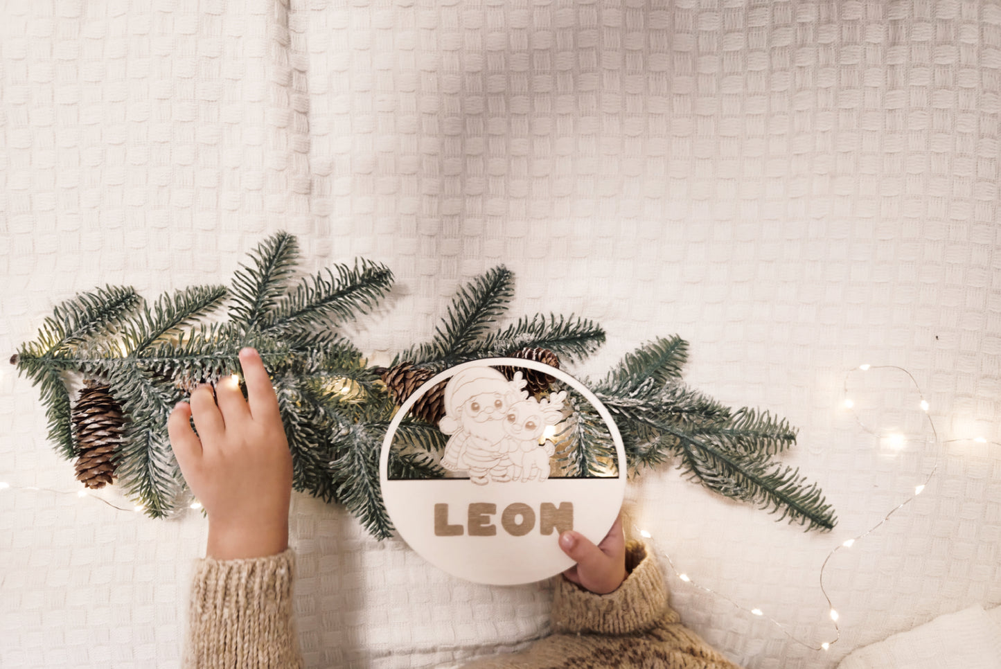 Weihnachtsschild aus Holz personalisiert Namen