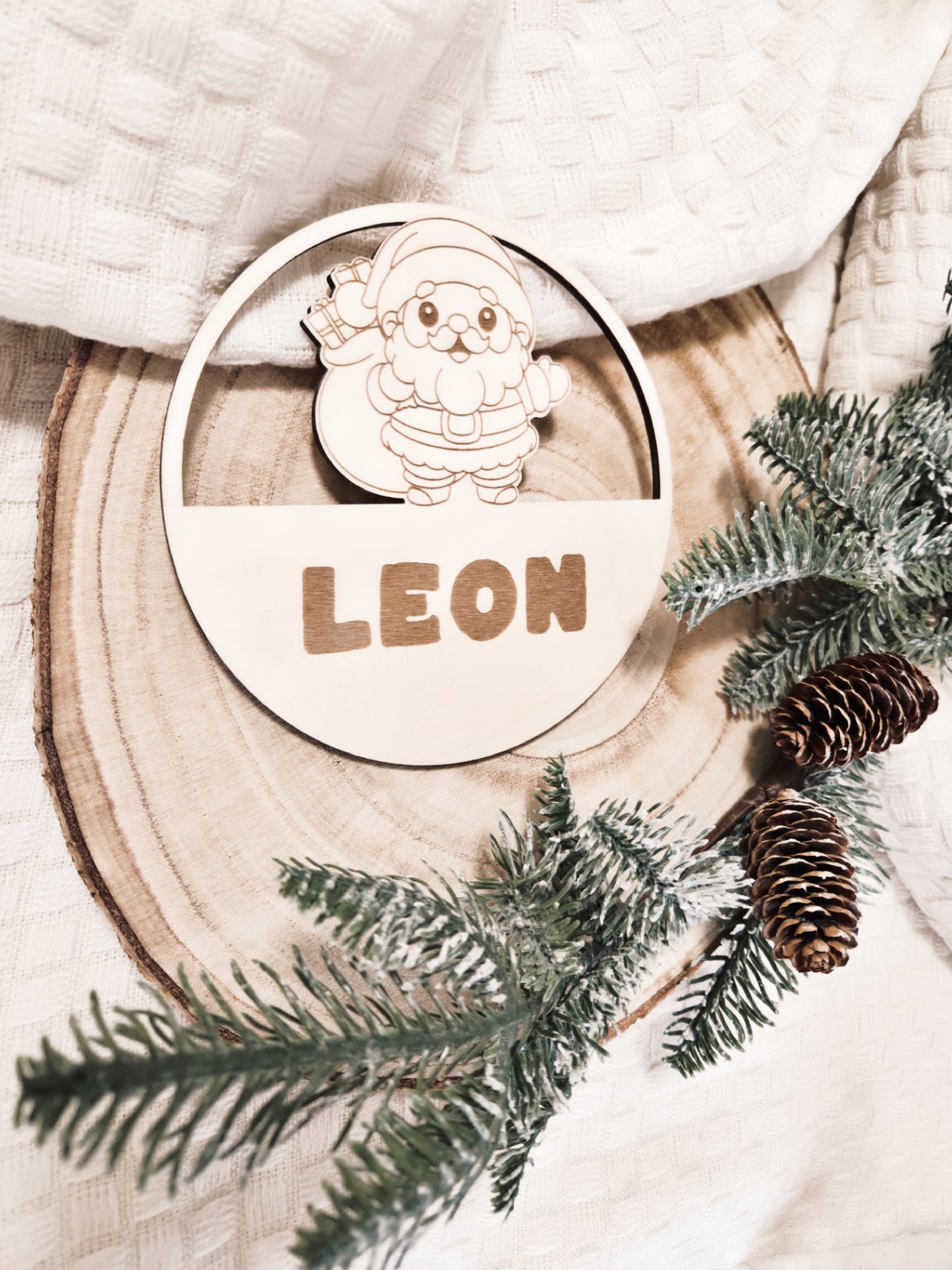 Weihnachtsschild aus Holz personalisiert Namen