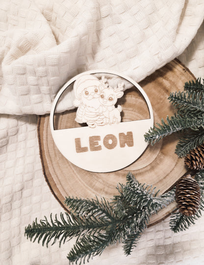 Weihnachtsschild aus Holz personalisiert Namen