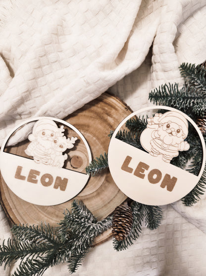 Weihnachtsschild aus Holz personalisiert Namen