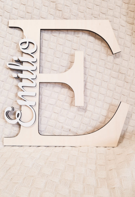 XXL Türschild mit Buchstabe & Namen – personalisierte Holzdeko