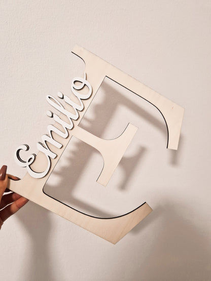 XXL Türschild mit Buchstabe & Namen – personalisierte Holzdeko