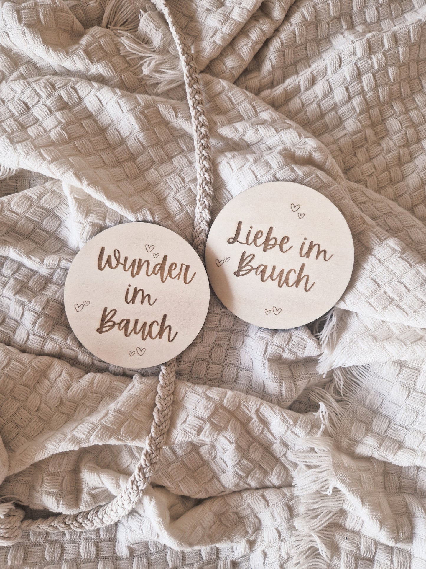 Liebe im Bauch, Wunder im Bauch Holzschild