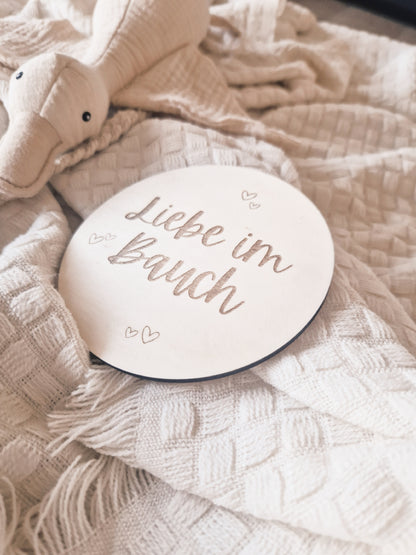 Liebe im Bauch, Wunder im Bauch Holzschild