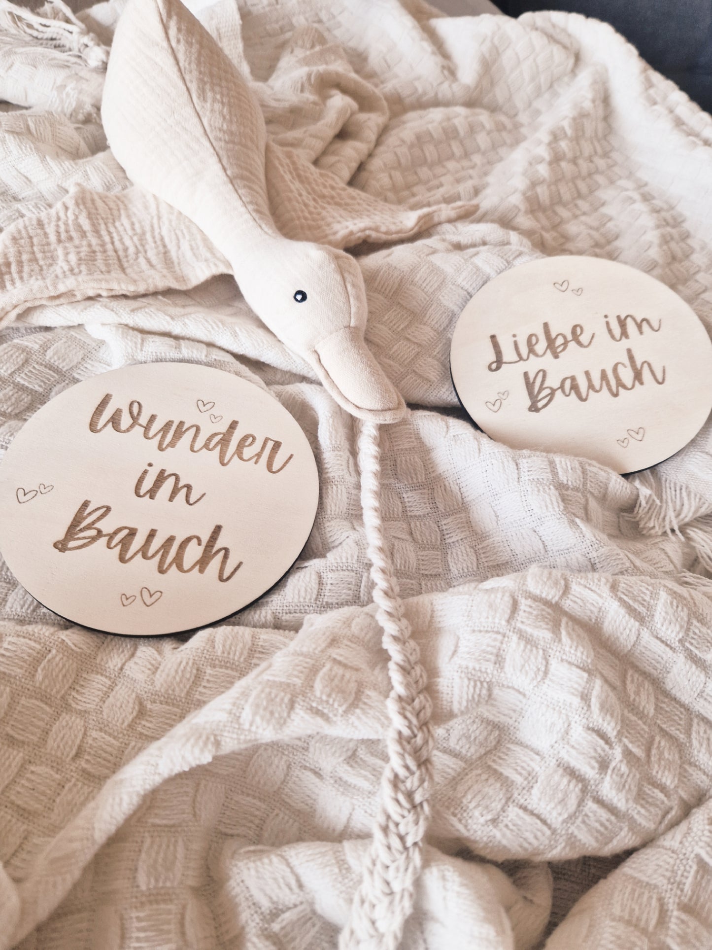 Liebe im Bauch, Wunder im Bauch Holzschild