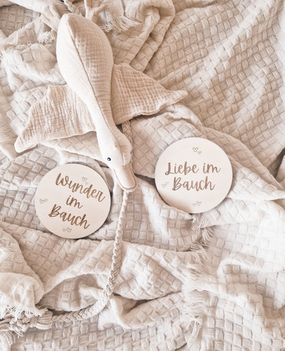 Liebe im Bauch, Wunder im Bauch Holzschild