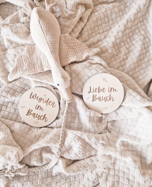 Liebe im Bauch, Wunder im Bauch Holzschild