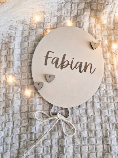 Holzschild Ballon mit Name personalisiert