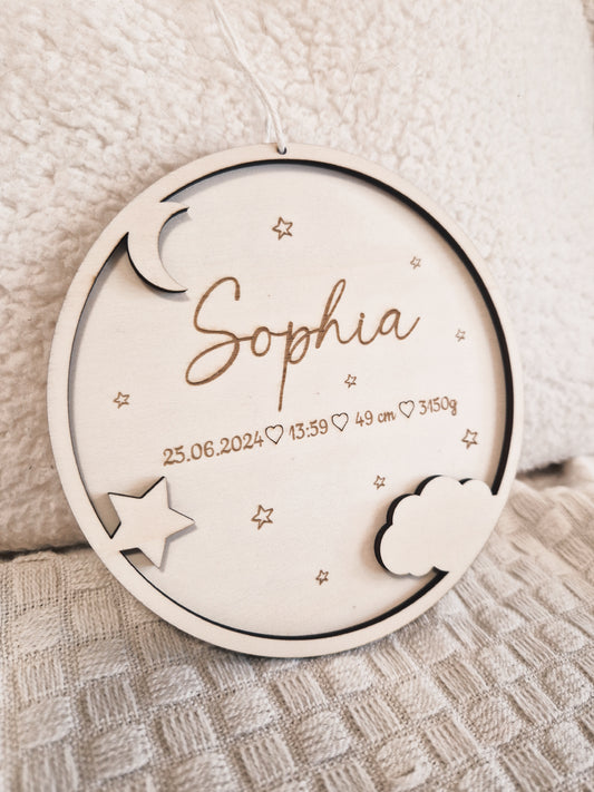 Personalisiertes Geburtsschild mit Geburtsdaten