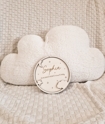 Personalisiertes Geburtsschild mit Geburtsdaten