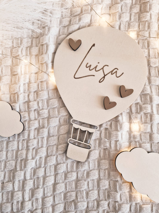 Heißluftballon mit Namen personalisiert