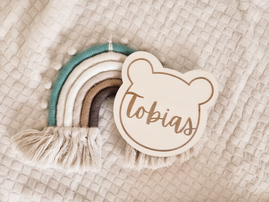 Holzschild Bär mit Namen personalisiert