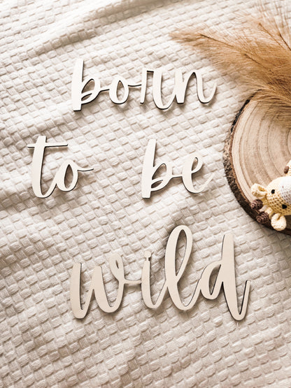 Schriftzug aus Holz "born to be wild"