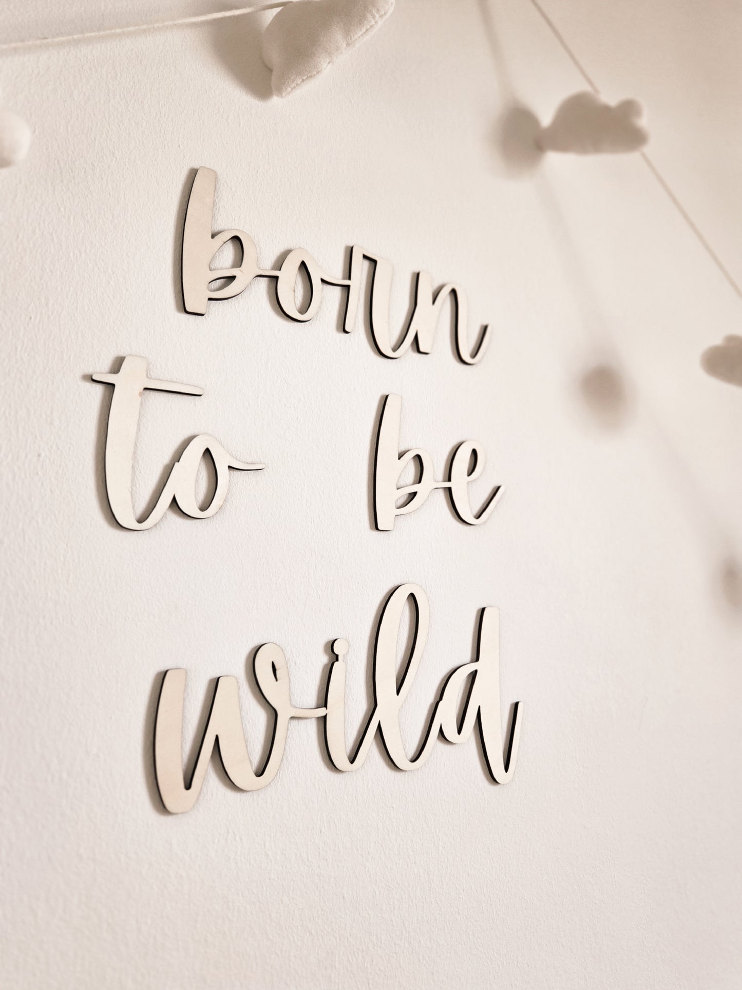 Schriftzug aus Holz "born to be wild"