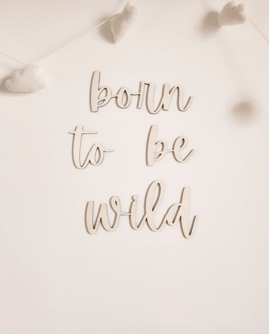 Schriftzug aus Holz "born to be wild"