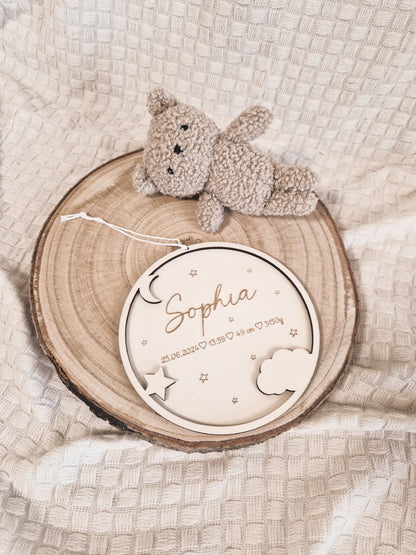 Personalisiertes Geburtsschild mit Geburtsdaten