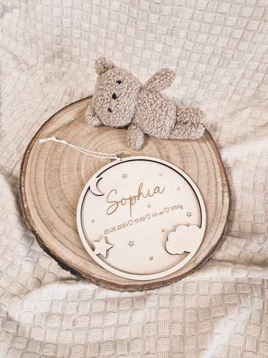 Personalisiertes Geburtsschild mit Geburtsdaten