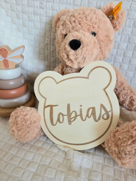 Holzschild Bär mit Namen personalisiert