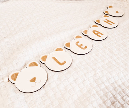 Holzgirlande Kinderzimmer Bär Name Deko