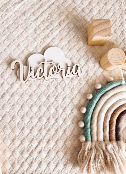 personalisierbares Holzschild Wolke mit Name