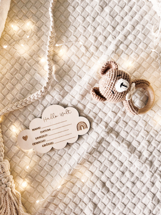 Meilensteinkarte aus Holz zum Ausfüllen