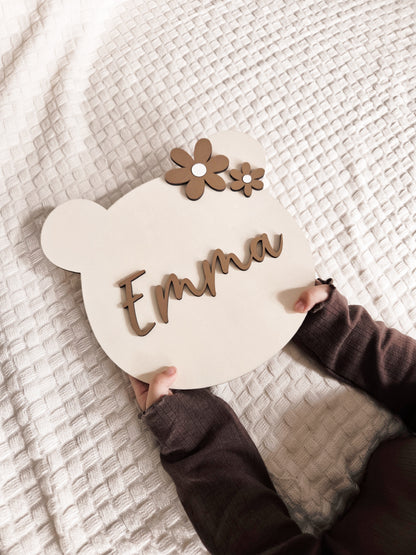 Türschild Namensschild Hase und Bär wählbar