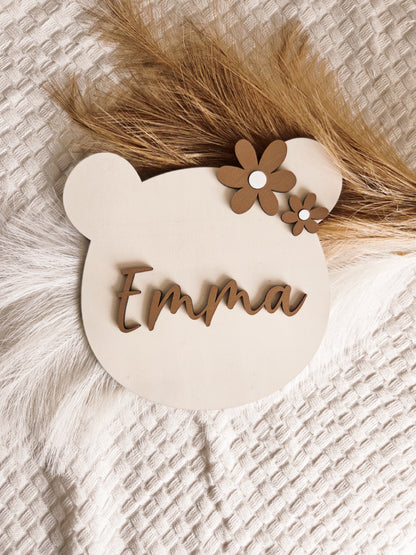 Türschild Namensschild Hase und Bär wählbar