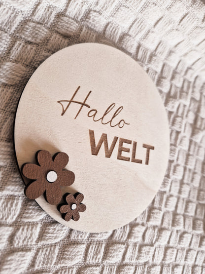 Hallo Welt Holzschild