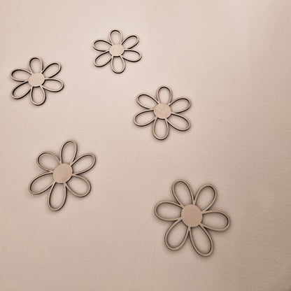 5er Holzblumen SET für Kinderzimmer Wanddekoration